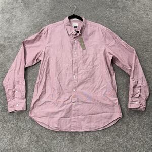 J.Crew Men’s Classic Red Cotton Oxford Shirt Long Sleeve Button Front L Large